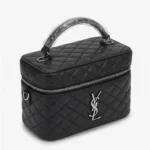YSL حقيبة فانيتي نسائية فاخرة من سان لوران باللون الأسود المبطن مع شعار